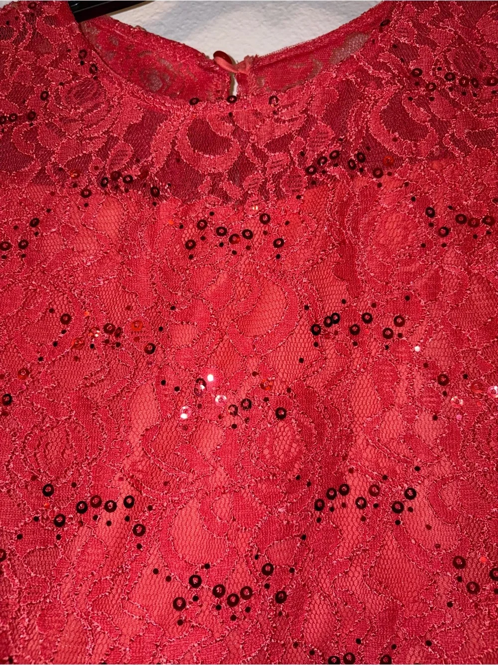 NWT Teeze Me Girl Coral Floral Sequined Lace Dress Size 14